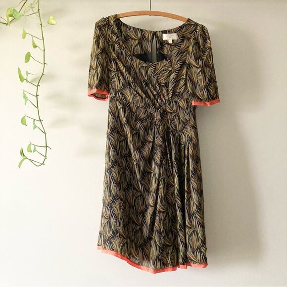 Anthropologie‎ Moulinette Soeurs Silk Feather Dress in black size 2 - Picture 2 of 5
